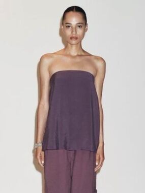 NWT Zara flowy strapless  dusty purple top.